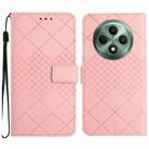 For OPPO Reno12 F 5G Global Rhombic Grid Texture Leather Phone Case(Pink) - 1