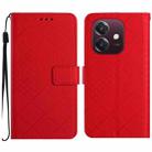 For OPPO A3 4G Global / 5G Global Rhombic Grid Texture Leather Phone Case(Red) - 1