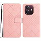 For OPPO A3 4G Global / 5G Global Rhombic Grid Texture Leather Phone Case(Pink) - 1