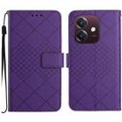 For OPPO A3x India Rhombic Grid Texture Leather Phone Case(Purple) - 1