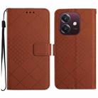For OPPO A3x India Rhombic Grid Texture Leather Phone Case(Brown) - 1