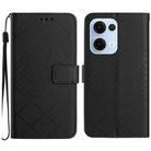 For OPPO Reno13 5G Global Rhombic Grid Texture Leather Phone Case(Black) - 1