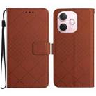 For OPPO A5 Pro 5G Global Rhombic Grid Texture Leather Phone Case(Brown) - 1