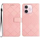 For OPPO A5 Pro 5G Global Rhombic Grid Texture Leather Phone Case(Pink) - 1