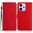 For OPPO Reno14 5G Global Rhombic Grid Texture Leather Phone Case(Red) - 1