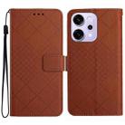 For OPPO Reno14 5G Global Rhombic Grid Texture Leather Phone Case(Brown) - 1