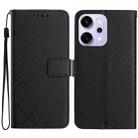 For OPPO Reno14 5G Global Rhombic Grid Texture Leather Phone Case(Black) - 1