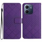 For OPPO A5x 4G Global / 5G Global Rhombic Grid Texture Leather Phone Case(Purple) - 1