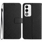 For OPPO A5 5G Global Rhombic Grid Texture Leather Phone Case(Black) - 1