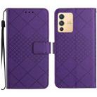 For vivo V23 5G Rhombic Grid Texture Leather Phone Case(Purple) - 1