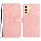 For vivo V23 5G Rhombic Grid Texture Leather Phone Case(Pink) - 1