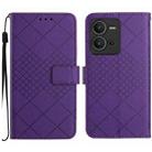 For vivo V25 5G / X80 Lite Rhombic Grid Texture Leather Phone Case(Purple) - 1