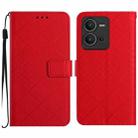 For vivo V25 5G / X80 Lite Rhombic Grid Texture Leather Phone Case(Red) - 1