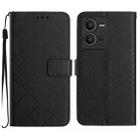 For vivo V25 5G / X80 Lite Rhombic Grid Texture Leather Phone Case(Black) - 1