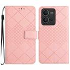 For vivo V25 5G / X80 Lite Rhombic Grid Texture Leather Phone Case(Pink) - 1