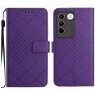 For vivo V27 / V27 Pro Global Rhombic Grid Texture Leather Phone Case(Purple) - 1