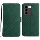 For vivo V27 / V27 Pro Global Rhombic Grid Texture Leather Phone Case(Green) - 1