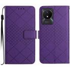 For vivo Y02 4G / Y02A / Y11 2023 Rhombic Grid Texture Leather Phone Case(Purple) - 1