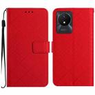 For vivo Y02 4G / Y02A / Y11 2023 Rhombic Grid Texture Leather Phone Case(Red) - 1