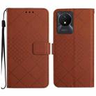 For vivo Y02 4G / Y02A / Y11 2023 Rhombic Grid Texture Leather Phone Case(Brown) - 1