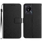 For vivo Y02 4G / Y02A / Y11 2023 Rhombic Grid Texture Leather Phone Case(Black) - 1