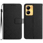 For vivo Y56 5G / Y16 4G / Y02s Global Rhombic Grid Texture Leather Phone Case(Black) - 1