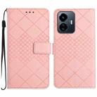 For vivo Y77 5G / Y77e 5G / Y22s 4G Global Rhombic Grid Texture Leather Phone Case(Pink) - 1