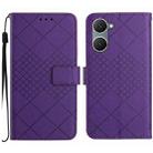 For vivo Y03 4G Rhombic Grid Texture Leather Phone Case(Purple) - 1