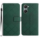 For vivo Y03 4G Rhombic Grid Texture Leather Phone Case(Green) - 1