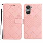 For vivo Y03 4G Rhombic Grid Texture Leather Phone Case(Pink) - 1