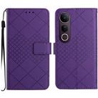 For vivo V50 Lite 5G Rhombic Grid Texture Leather Phone Case(Purple) - 1
