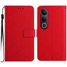 For vivo V50 Lite 5G Rhombic Grid Texture Leather Phone Case(Red) - 1