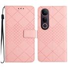 For vivo V50 Lite 5G Rhombic Grid Texture Leather Phone Case(Pink) - 1