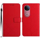 For vivo V50 5G Global Rhombic Grid Texture Leather Phone Case(Red) - 1