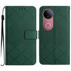 For vivo V50 5G Global Rhombic Grid Texture Leather Phone Case(Green) - 1
