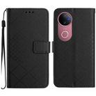 For vivo V50 5G Global Rhombic Grid Texture Leather Phone Case(Black) - 1