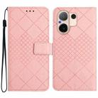 For vivo V60 5G Rhombic Grid Texture Leather Phone Case(Pink) - 1