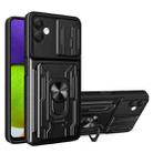 For Samsung Galaxy A05 Sliding Camshield TPU+PC Phone Case with Card Slot(Black) - 1