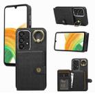 For Samsung Galaxy A33 5G Brushed Texture Wallet Ring Holder Phone Case(Black) - 1