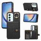 For Samsung Galaxy A34 5G Brushed Texture Wallet Ring Holder Phone Case(Black) - 1