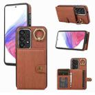 For Samsung Galaxy A53 5G Brushed Texture Wallet Ring Holder Phone Case(Brown) - 1