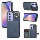 For Samsung Galaxy A54 5G Brushed Texture Wallet Ring Holder Phone Case(Blue) - 1