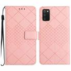 For Samsung Galaxy A03s 165.8mm US Rhombic Grid Texture Leather Phone Case(Pink) - 1
