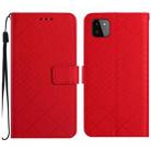 For Samsung Galaxy A22 5G Rhombic Grid Texture Leather Phone Case(Red) - 1