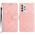 For Samsung Galaxy A23 4G / 5G / M23 5G Rhombic Grid Texture Leather Phone Case(Pink) - 1
