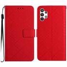 For Samsung Galaxy A32 4G Rhombic Grid Texture Leather Phone Case(Red) - 1