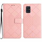 For Samsung Galaxy A71 5G Rhombic Grid Texture Leather Phone Case(Pink) - 1