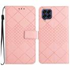 For Samsung Galaxy M33 5G Rhombic Grid Texture Leather Phone Case(Pink) - 1