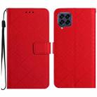 For Samsung Galaxy M53 5G Rhombic Grid Texture Leather Phone Case(Red) - 1