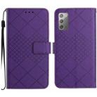 For Samsung Galaxy Note20 Rhombic Grid Texture Leather Phone Case(Purple) - 1